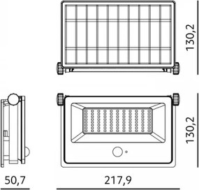 Napelemes LED reflektor érzékelővel NCS G2 LED/30W/3,7V 3000/4000/6500K IP54 5200 mAh