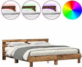 vidaXL Ágykeret leddel fejtámlával Öreg fa 200 x 200 cm Faanyag