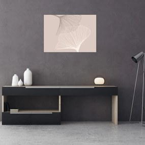 Üveg kép - Bézs színű levelek N⁰2 (70x50 cm)