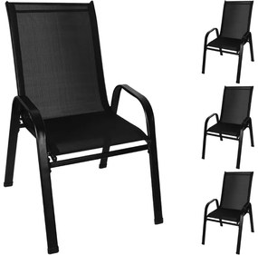 GARRED kerti szék készlet 4 db, fekete