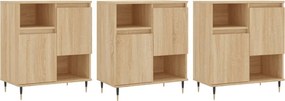 vidaXL 3 db sonoma tölgyszínű szerelt fa tálalószekrény