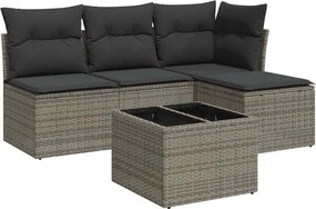 vidaXL 5 részes szürke polyrattan kerti ülőgarnitúra párnákkal