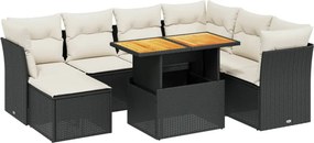 vidaXL 8 részes fekete polyrattan kerti ülőgarnitúra párnákkal