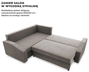 Grande Plus sarokkanapé, baloldali, szövet anyag, szürke