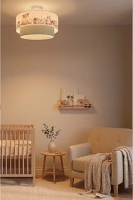 Brilagi-LED gyerek felületre szerelhető csillár BOBO 1xE27/60W/230V, átm. 40 cm, fehér/zöld/állatmintás