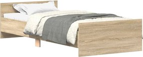 vidaXL sonoma tölgy színű szerelt fa ágykeret matrac nélkül 100x200 cm