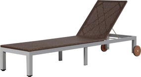 vidaXL barna polyrattan napozóágy kerekekkel