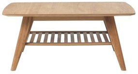 Rho tömör tölgyfa dohányzóasztal polccal, 110 x 70 cm - Unique Furniture