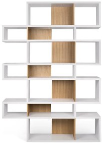 London fehér könyvespolc világosbarna részletekkel, magasság 220 cm - TemaHome