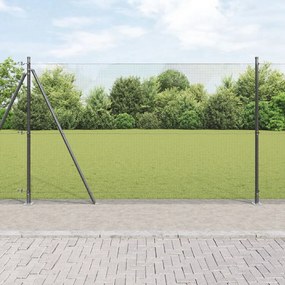 Hegesztett Drótkerítés 7 Flangolt Oszloppal Szürke 1,5x10 m Acél