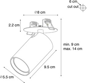 Modern beépíthető spotlámpa fehér GU10 50 mm - Chels