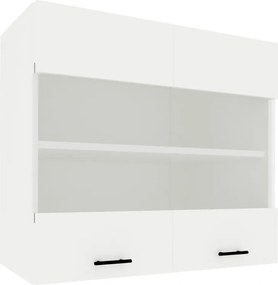 Benita 2 ajtós Üveges Felső konyhaszekrény Fehér 80x30x60 cm