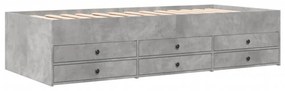 betonszürke kanapéágy fiókkal matrac nélkül 100x200 cm