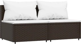 vidaXL 2 db barna polyrattan kerti középső kanapé párnával