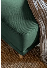 Zöld kordbársony kinyitható sarokkanapé (jobb oldali-U alakú) Lazy Lukka – Miuform