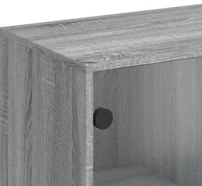 szürke sonoma színű kisszekrény üvegajtókkal 69x37x100 cm