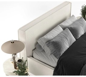 Krémszínű kárpitozott ágyneműtartós franciaágy ágyráccsal 160x200 cm Lounge L – Maison de Rêve