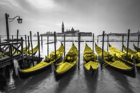 Poszter 45x30cm Gondolák kikötve a csatorna mentén, Assaf Frank