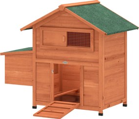 PawHut fa tyúkól 113,5 x 67,5 x 95,5 cm — fészekdobozzal, 2 ülőrúddal, rámpával, csúsztatható ablakkal, vízálló tetővel, kihúzható tálcával — 2 tyúk/k