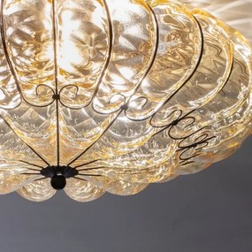 SIRU - Mennyezeti lámpa SOLE 3xE14/40W/230V átm. 31 cm bézs/króm Velencei üveg