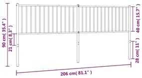 fehér fém fejtámla 200 cm