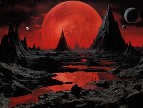 Poszter 40x30cm Telihold a távoli vidékeken