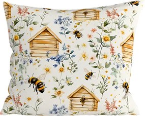 Pamut párnahuzat WOODEN HOUSES POLY 45x45 cm, színes