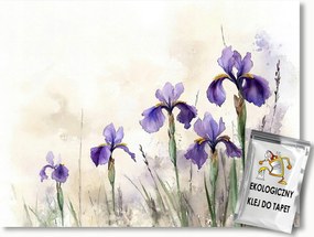 Fotótapéta Flizelina Természet Kert Virágok Lila Íriszek 104x70,5 ragasztó