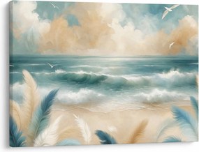 Kép – Festett strand lágy színekben (70x50 cm)