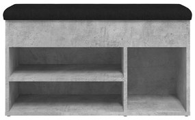 betonszürke szerelt fa cipőtároló pad 82 x 32 x 45,5 cm