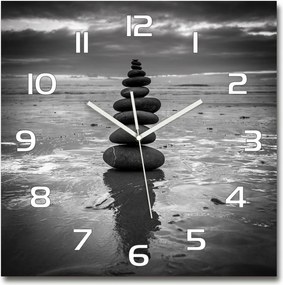 Üveg nagy lógó óra Egyensúly kövek 60x60cm