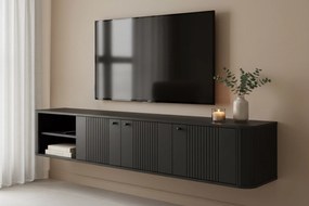 Vesper fali TV szekrény 187 cm - fekete / fekete fogantyúk