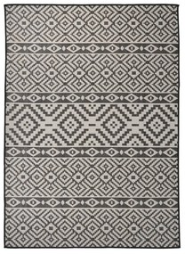 fekete csíkos lapos szövésű kültéri szőnyeg 200 x 280 cm