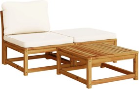 vidaXL 3 részes tömör akácfa kerti ülőgarnitúra párnákkal