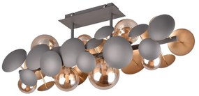 Szürke-aranyszínű mennyezeti lámpa üveg búrával 76x22 cm Bubble – Trio Select