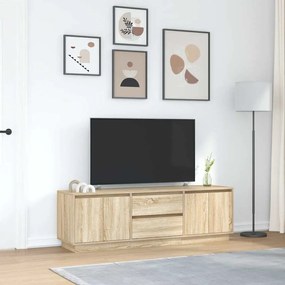 sonoma-tölgy színű TV-szekrény LED-lámpákkal 160,5x41x50 cm