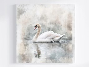 Poszter Természet Tó Madár Hattyú Köd Szürke 80x80