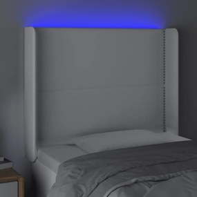 fehér műbőr LED-es fejtámla 103x16x118/128 cm