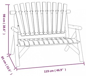 2 személyes tömör lucfenyő kerti pad 119 x 85 x 98 cm
