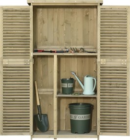 Outsunny Kerti Szekrény Fa Szerszámos Kamra Aszfalt Tetővel, Rácsos Ajtóval, 4 Rekesszel - Szürke 87 x 46.5 x 160 cm | Aosom
