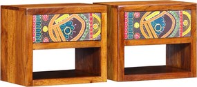 vidaXL Éjjeliszekrény fiókkal 2 pcs Barna 40 x 35 x 35 cm Tömör Akácfa