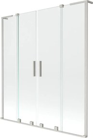 Mexen Velar L Duo kétpaneles, tolóajtós kádparaván 150 x 150 cm, átlátszó, kefélt nikkel - 896-150-003-02-97