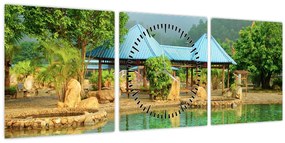 Kép - Shanghai, hotel, park (órával) (90x30 cm)