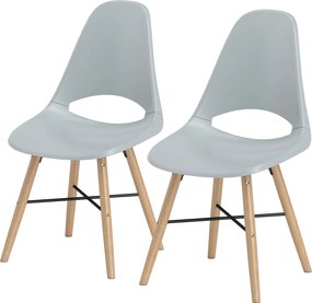 HOMCOM 2 db-os Étkezőszék Szett, Modern Konyhai Székek Kivágott Támlaformával és Gumifa Lábakkal, Műanyag Székek Konyhába, Hálószobába, Irodába és Nap