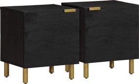 vidaXL 2 db fekete tömör mangófa éjjeliszekrény 40 x 33 x 46 cm