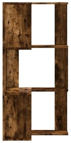 3 szintes füstös tölgy szerelt fa sarok könyvespolc 50x50x102cm