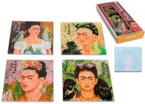 Üveg poháralátét 4db-os szett, 10,5x10,5cm, Frida Kahlo vegyes