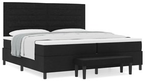 Boxspring ágy matraccal &amp; paddal Fekete 200x200 cm Szövet