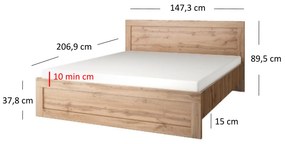 Franciaágy 140 cm Mirella (wotan tölgy) (ágyráccsal). 1053073