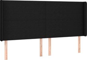 vidaXL fekete szövet fejtámla szárnyakkal 183x16x118/128 cm